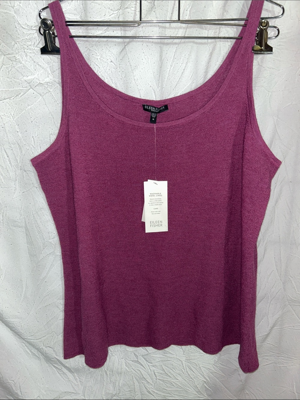 Eileen Fisher Deep majenta Scoop Neck wool tank NWT size 1X